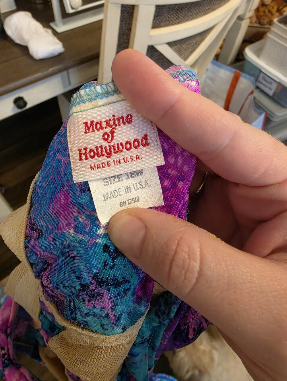 Vintage Maxine of Hollywood Blue Floral Bathing Suit NWT Size 18W - Picture 3 of 5